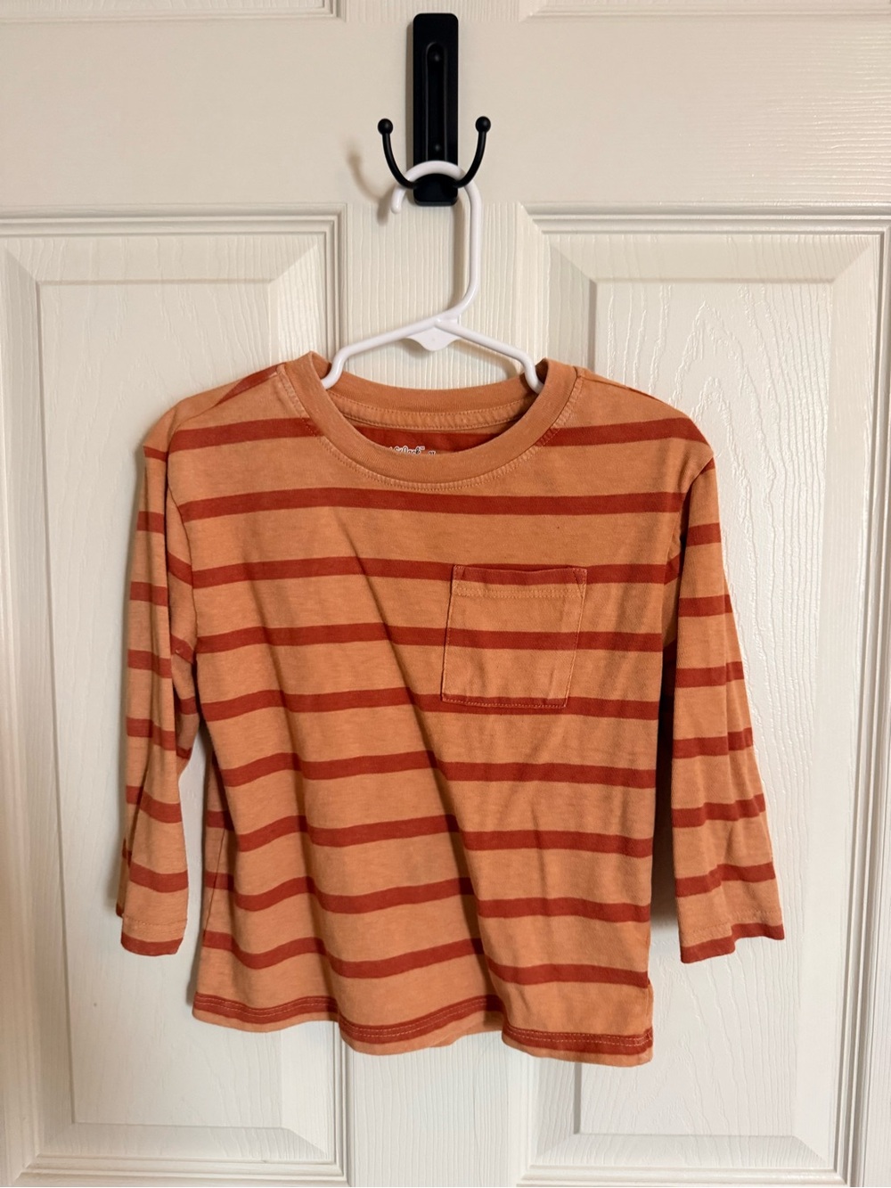 Cat & Jack Orange and Rust Striped Long-Sleeve Pocket Tee